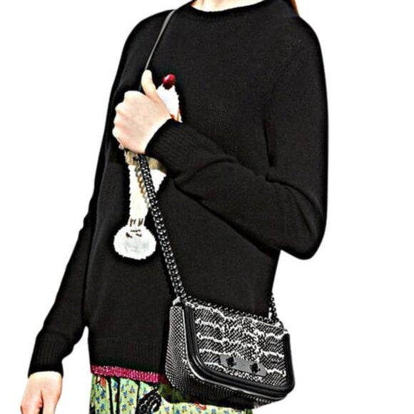 NWT Coach Retail 59493 Swagger 20 Snake Leather Black Chalk Chain Bag Crossbody - Picture 1 of 7